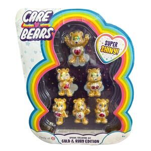 New Care Bears Gold & Ruby Edition Special Collector Set ~ 6 Super Shiny Bears‎